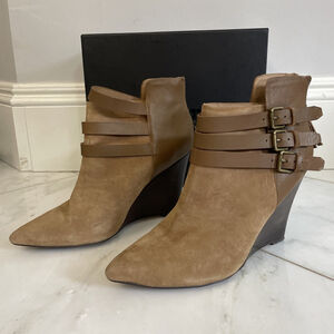 Joe’s Jeans Belong Women’s 10 Ankle Boots tan brown suede wedge heel